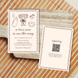 赤ん坊のシャワーの途中のよくはしゃぐチニ 招待状