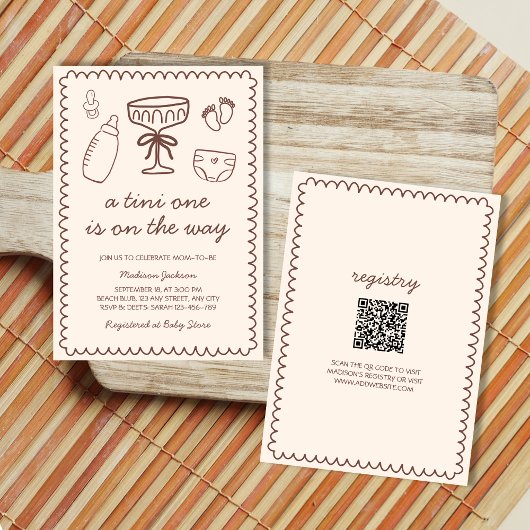 赤ん坊のシャワーの途中のよくはしゃぐチニ 招待状