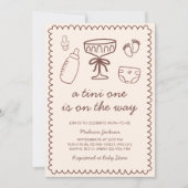 赤ん坊のシャワーの途中のよくはしゃぐチニ 招待状 (正面)