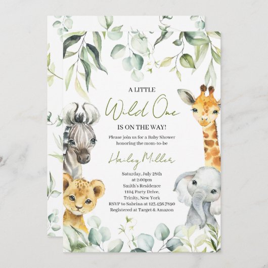 赤ん坊のシャワーの途中の小さな野生の人 招待状 (正面/裏面)