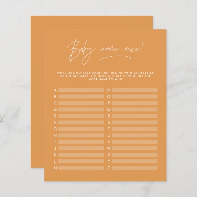 赤ん坊のシャワーはマスタードモダンイエローの名前を推測 (正面/裏面)