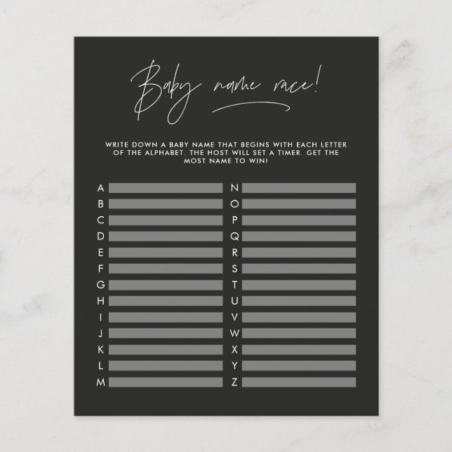 赤ん坊のシャワーは黒の名前を推測モダンする (正面)