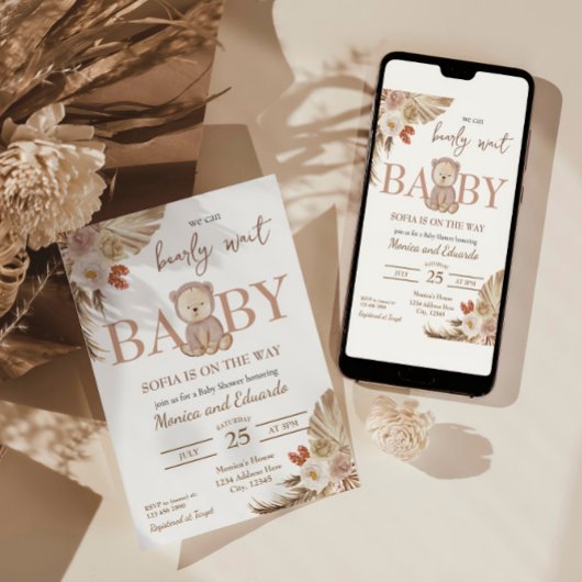 赤ん坊のシャワーを心待ちにでき男女兼用る 招待状