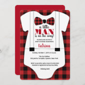 赤ん坊のシャワーを浴びる途中の小さな男 招待状 (正面/裏面)