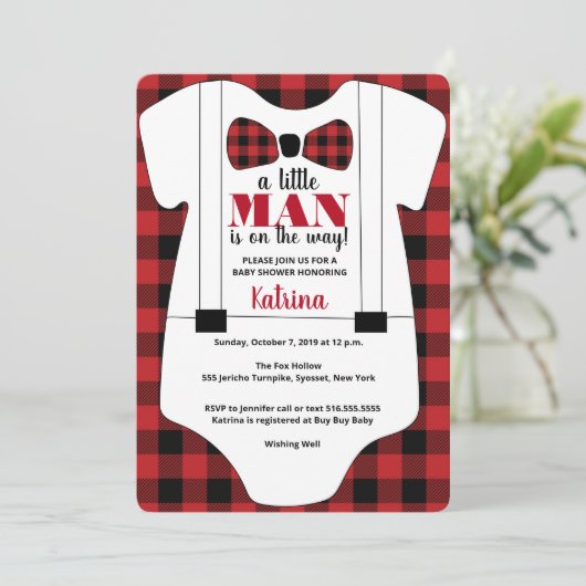 赤ん坊のシャワーを浴びる途中の小さな男 招待状 (スタンド正面)