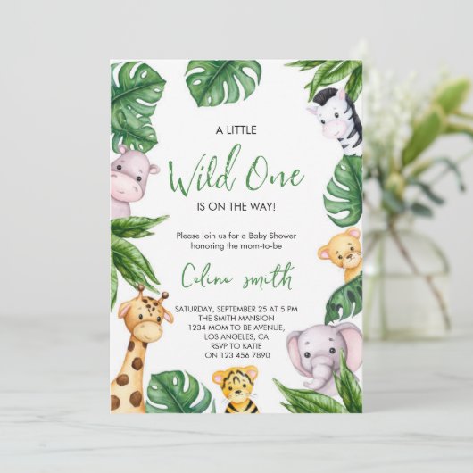 赤ん坊のシャワーを浴びる途中の小さな野生のもの 招待状 (スタンド正面)