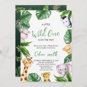 赤ん坊のシャワーを浴びる途中の小さな野生のもの 招待状 (正面/裏面)
