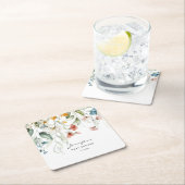 赤ん坊のシャワーカラフル、静物画のフローラドロップ。 スクエアペーパーコースター (インサイチュ)