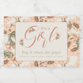 赤ん坊のシャワーポップ・アートのをポップする時は女の子だ スパークリングワインラベル (シングルラベル)