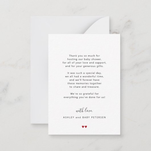 赤ん坊のシャワー写真の愛感謝していと感謝していあなた ノートカード (裏面)