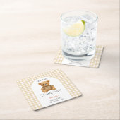 赤ん坊のシャワー名門私立校風のを心待ちにする スクエアペーパーコースター (インサイチュ)