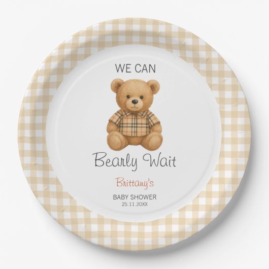 赤ん坊のシャワー名門私立校風のを心待ちにする ペーパープレート (正面)