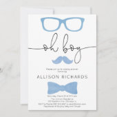 赤ん坊のシャワー少年、小さな男が彼の道にいる 招待状 (正面)