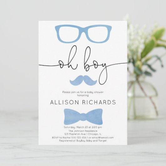 赤ん坊のシャワー少年、小さな男が彼の道にいる 招待状 (スタンド正面)