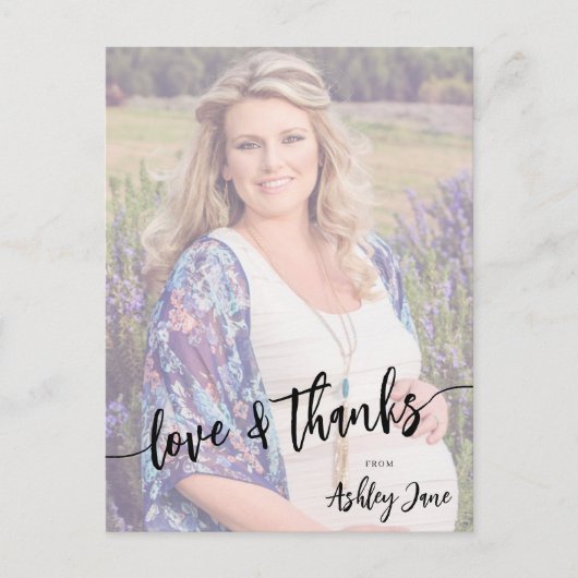 赤ん坊のシャワー愛感謝していと写真感謝していあなた ポストカード (正面)