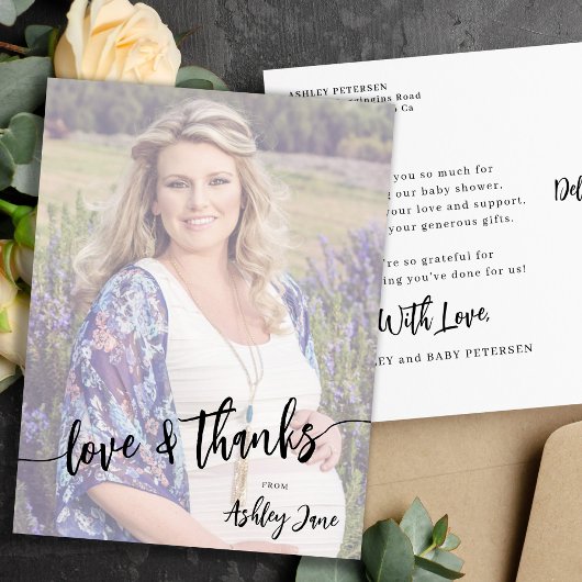 赤ん坊のシャワー愛感謝していと写真感謝していあなた ポストカード