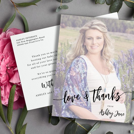 赤ん坊のシャワー愛感謝していと写真感謝していあなた ポストカード