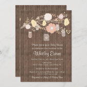 赤ん坊のシャワー招待、素朴なフローラメイソンの瓶 招待状 (正面/裏面)