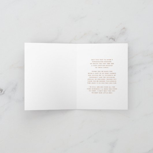 赤ん坊のシャワー男女兼用を待つ サンキューカード (内部)