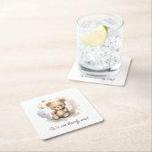 赤ん坊のシャワー男女兼用を待つ スクエアペーパーコースター (インサイチュ)