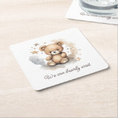 赤ん坊のシャワー男女兼用を待つ スクエアペーパーコースター (アングル)