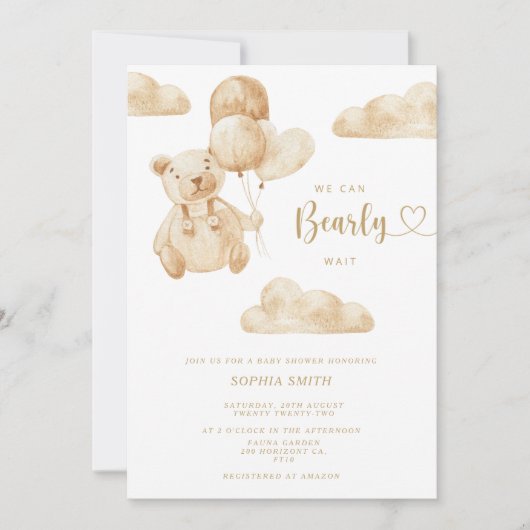 赤ん坊のシャワー男女兼用を待つ 招待状 (正面)