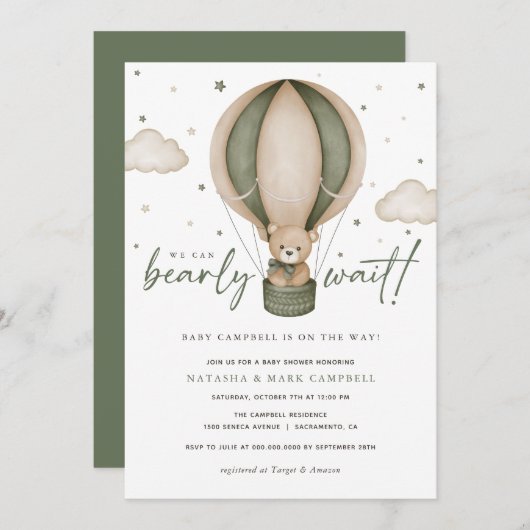 赤ん坊のシャワー男女兼用を待つ 招待状 (正面/裏面)