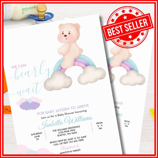 赤ん坊のシャワー男女兼用を待つ 招待状