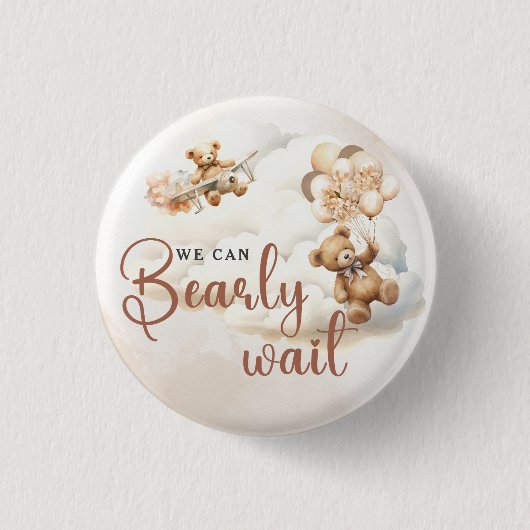 赤ん坊のシャワー男女兼用を待つ 缶バッジ (正面)