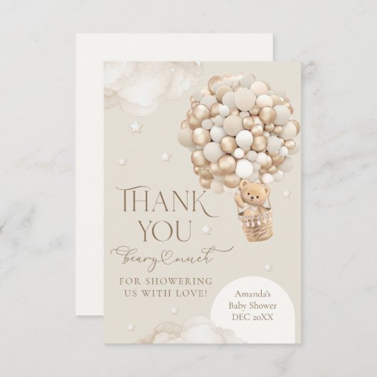 赤ん坊のシャワー男女兼用を心待ちにする サンキューカード (正面/裏面)
