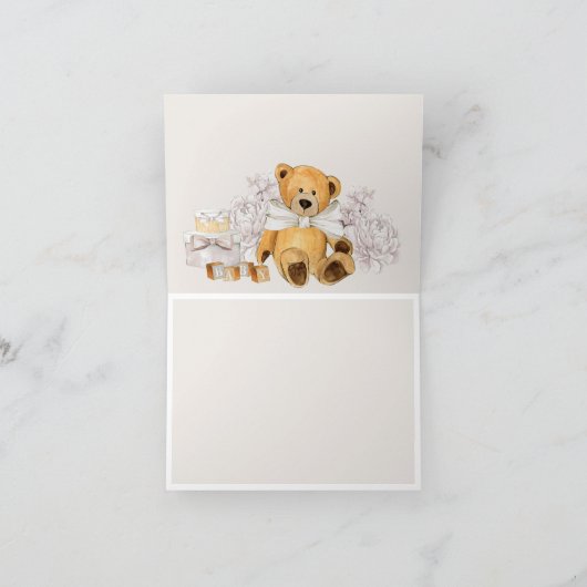 赤ん坊のシャワー男女兼用を心待ちにする サンキューカード (内部)