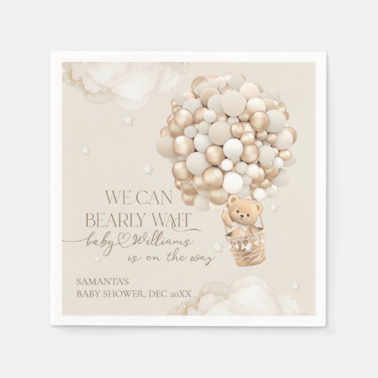 赤ん坊のシャワー男女兼用を心待ちにする スタンダードカクテルナプキン (正面)