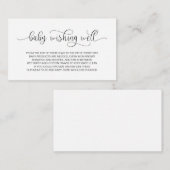 赤ん坊のシャワー、良く願って、手でレターブラック エンクロージャーカード (正面/裏面)