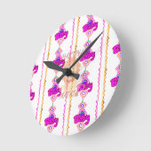 赤ん坊のライオンの子Hakuna Matataのグラフィックアートの文字のdesig ラウンド壁時計 (傾斜)