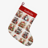 赤ん坊の動物が名前を追加かわいいクリスマス ラージクリスマスストッキング (正面 (吊り時))