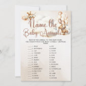 赤ん坊の動物に名前を付ける赤ちゃんシャワーのゲームかわいいクマ 招待状 (正面)