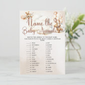 赤ん坊の動物に名前を付ける赤ちゃんシャワーのゲームかわいいクマ 招待状 (スタンド正面)