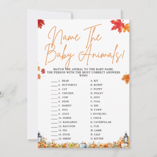 赤ん坊の動物に名前を付ける赤ちゃんシャワーのゲームかわいいクマ 招待状 (正面)