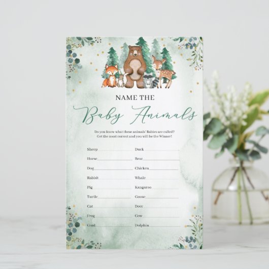 赤ん坊の動物に森林緑のゲームの名前を付ける (スタンド正面)