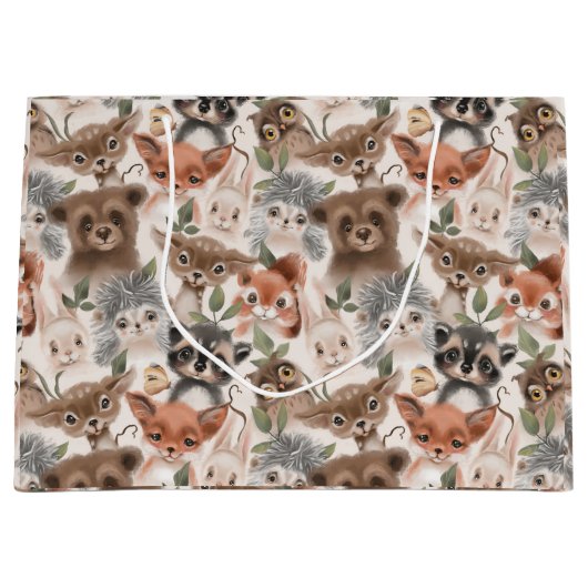 赤ん坊の動物模様 ラージペーパーバッグ (正面)