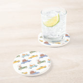 赤ん坊の動物：手描き水色パターン。 コースター (側面)