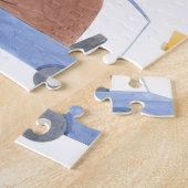 赤ん坊の動物:手描き水色パターン。 ジグソーパズル (側面)