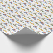 赤ん坊の動物：手描き水色パターン。 ラッピングペーパー (角)