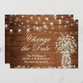 赤ん坊の呼吸弦のライトの日付を変更素朴 招待状 (正面/裏面)