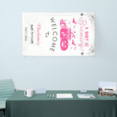 赤ん坊の女の子がピンクのハロウィーンの赤ん坊シャワーを醸造している 横断幕 (トレードショー)