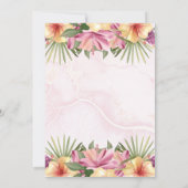 赤ん坊の女の子がピンクの赤ん坊シャワーを咲いているフローラ 招待状 (裏面)