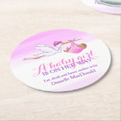 赤ん坊の女の子がピンク色に染まって行く ラウンドペーパーコースター (アングル)