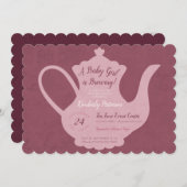 赤ん坊の女の子が紅茶を醸造しているパーティー赤ん坊シャワー 招待状 (正面/裏面)