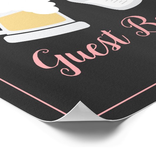 赤ん坊の女の子が赤ん坊シャワーのゲストブックサインを醸造している ポスター (角)