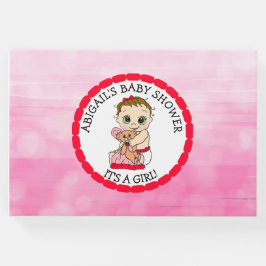 赤ん坊の女の子と彼女のテディベア赤ん坊シャワー ゲストブック